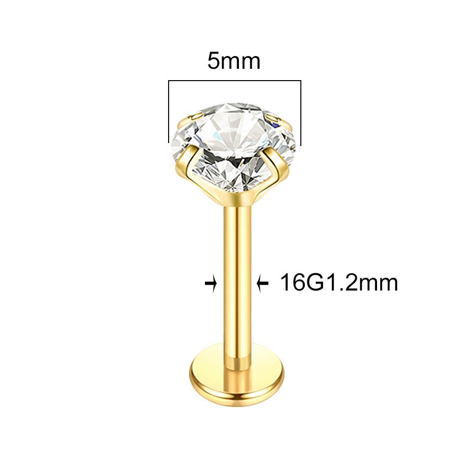 1pcs ASTM F136 Titanium Labret Piercing 2/3/4/5mm Zircon Ear Cartilage Tragus Lobe Helix Stud Earrings Piercings Body Jewelry
