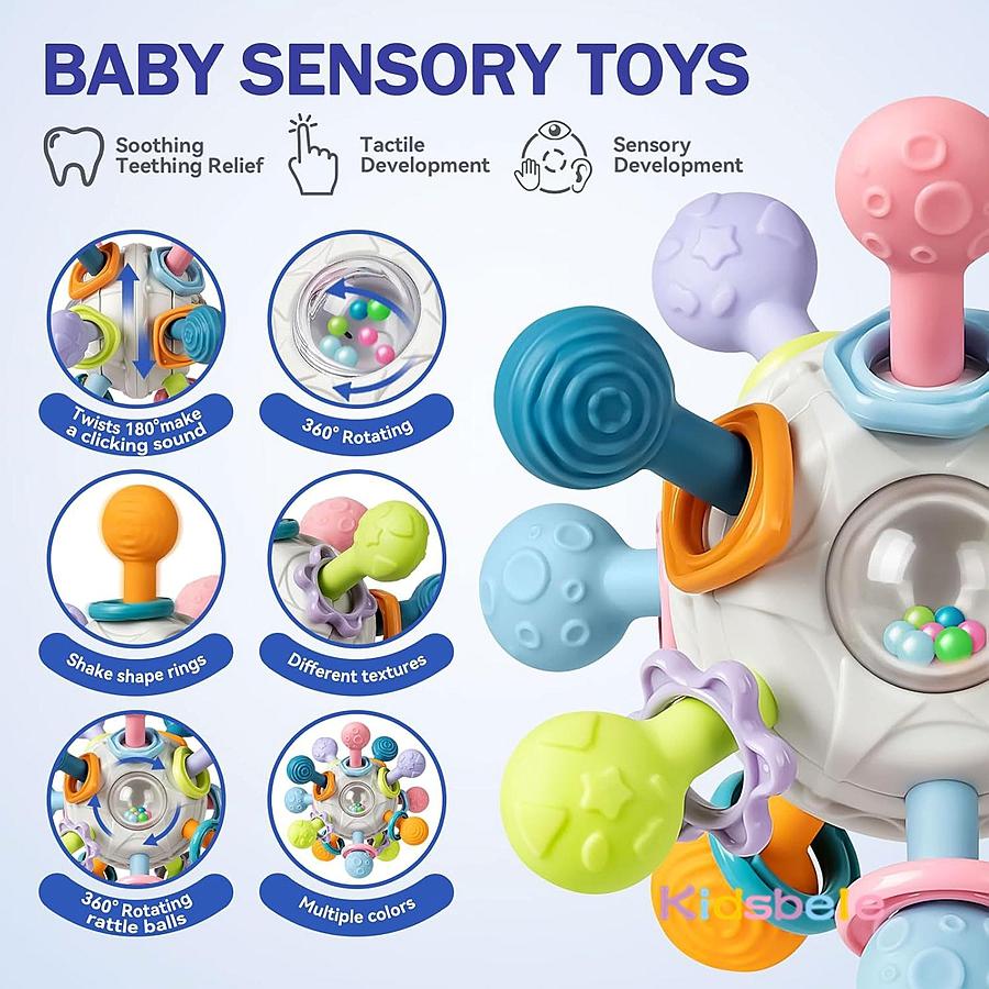 Baby Montessori Grasping Activity Toy Food Grade Teething Sensory Toy for Babies 0 3 6 9 12 Months Newborn Infant Christmas Gift
