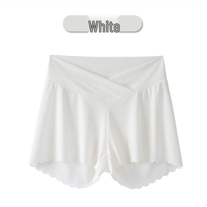 Ice Silk Maternity Shorts - Summer Style, Belly-Supporting, Loose Fit, Anti-Exposure Leggings, Ideal for Outdoor Wear