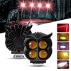 Universal Owl Shape 4-Lens Motorcycle LED Fog Lights, Dual Color White Yellow Driving Spotlights for HJG Scooter Bike,Waterproof Headlamp 1/2Pcs