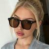 Women's trendy sunglasses, premium INS square frame round face influencer sunscreen, men's driving sunglasses