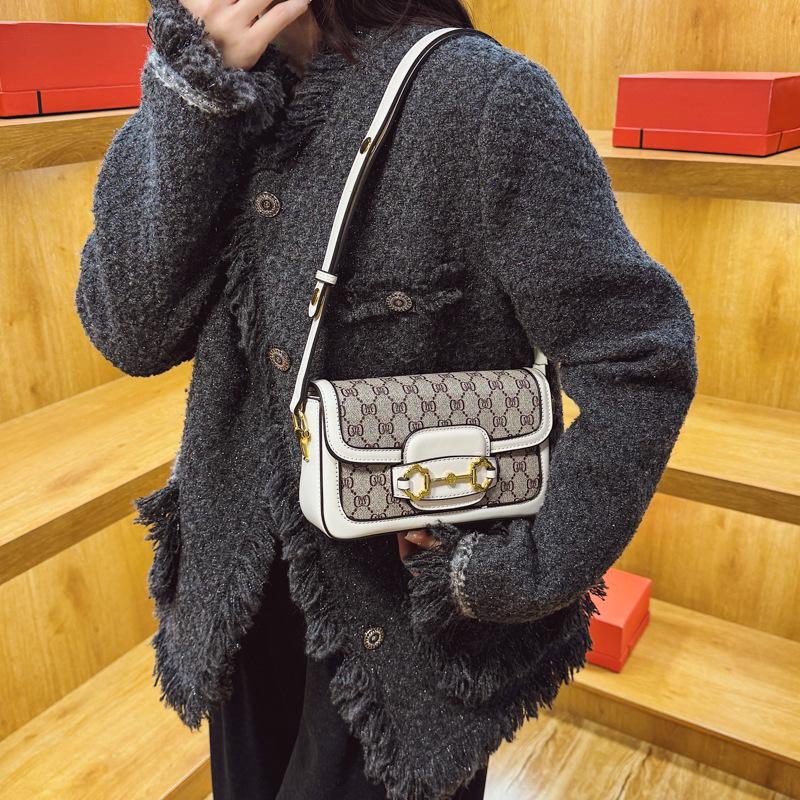 Small Bag Women's New Women's Bag Saddle Bag Retro Printed Small Square Bag Women's Messenger Bag