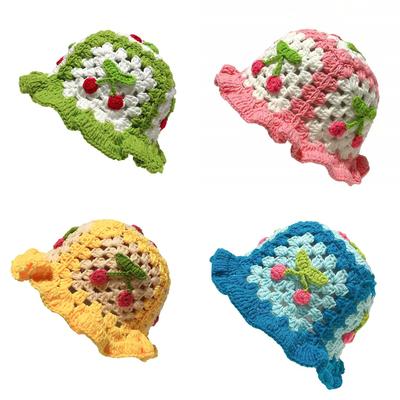 Fashion Beanie Hat for Women Girls Crochet Cherry Knitted Hat Woolen Yarn Cap Girls Bucket Y2K Sweet Hat Adult Headdress