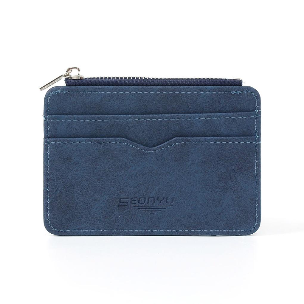 Modern Faux Leather Card Wallet (Blue) Slim Transportation Card Wallet