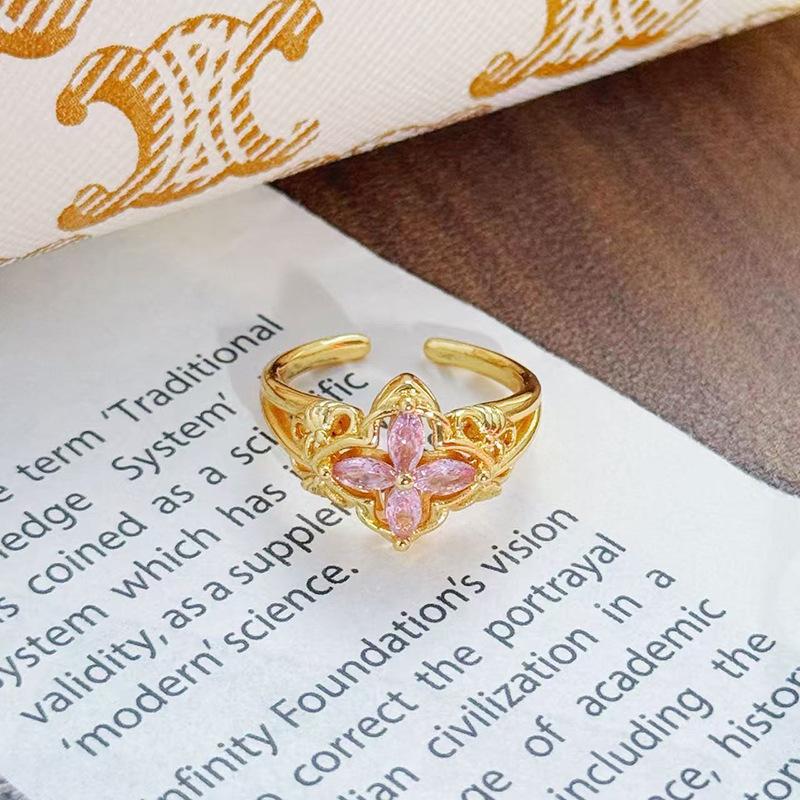 Dazzling Gold Dopamine Purple Diamond Shining Stacked Wearing Exquisite Ring Women S Niche High-End Colored Diamond Fashion Ring Adjustable opening