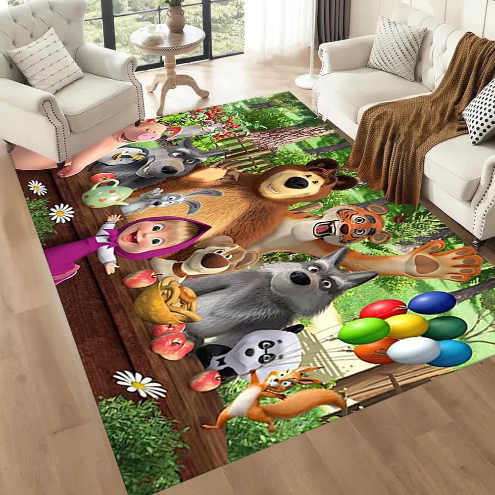 Masha Bear Floor Rug Office Rug Suitable for Playrooms Balcony Decorate Room Dormitory Anti-slip Rug Decorate Offices Spiritual Gift