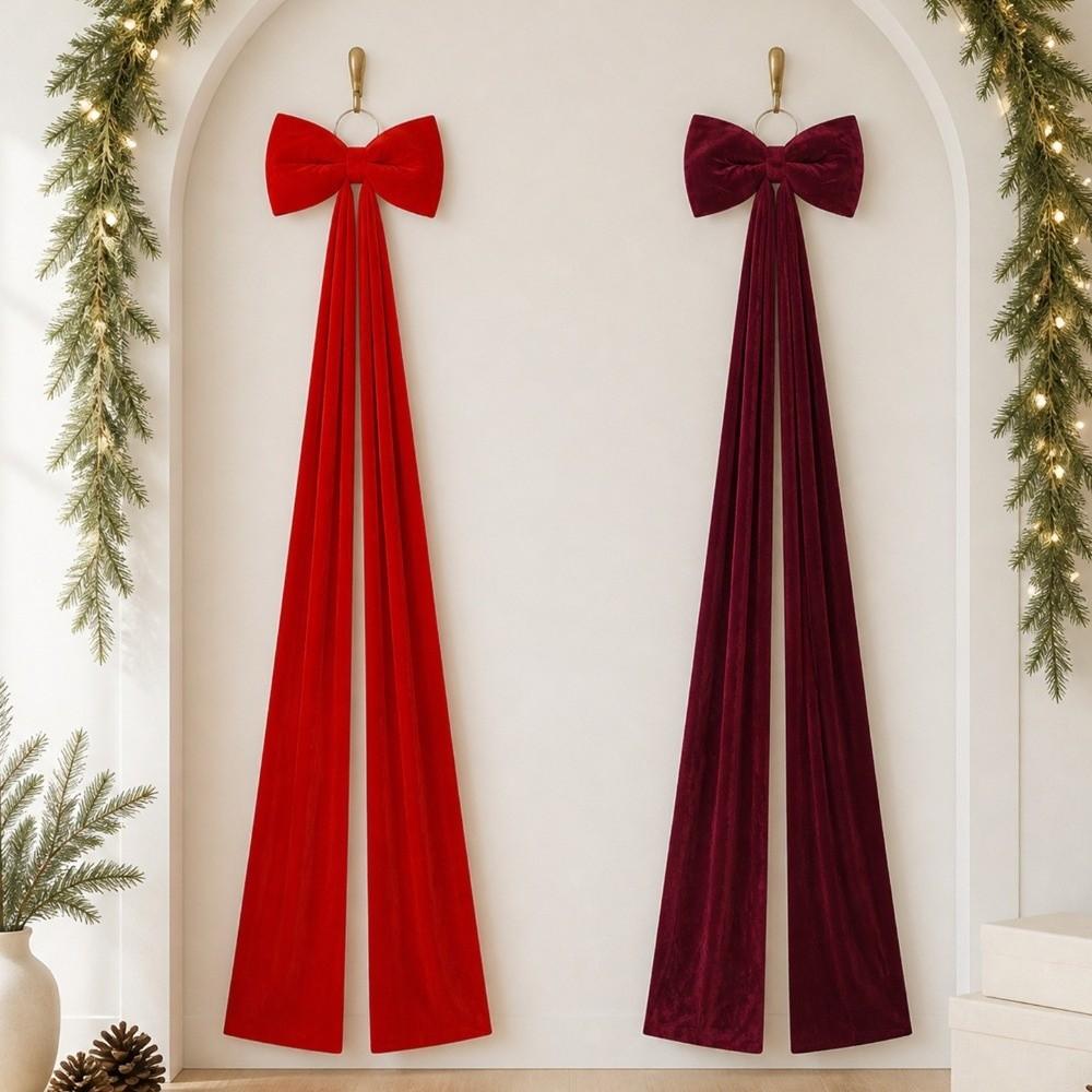 DIY Xmas Tree Topper Bows Solid Color Giant Ribbon Bowknot Large Christmas Bowknot Wall Decor