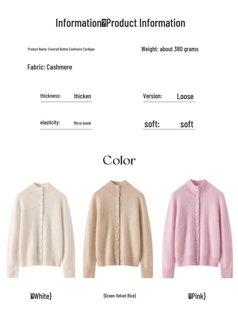 Chic Korean High Neck Single-Breasted Cashmere Cardigan - Women's Loose Knit Sweater Coat for Autumn/Winter