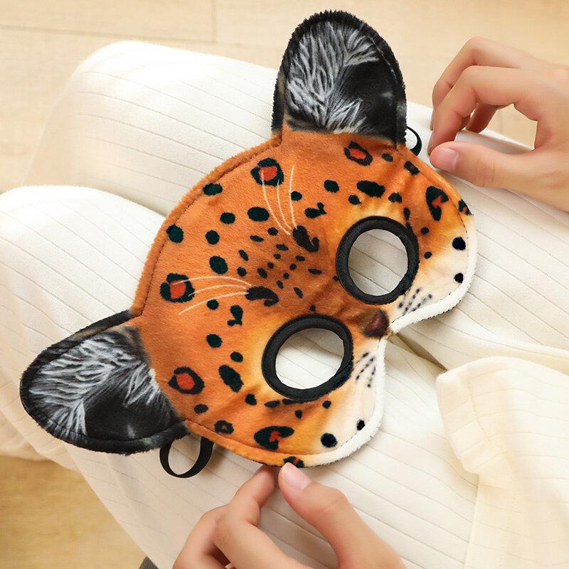 Amazon Hot Sale 3D Eagle Cat Animal Facial Plush Mask Creative Tiger Leopard Plush Animal Sleeping Eye Masks for Kids Party