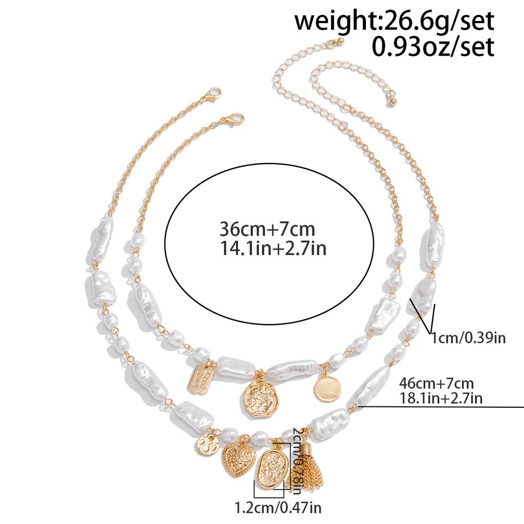 2Pcs/Set Baroque Imitation Pearl Necklace for Women Creative Geometry Pendant Jewelry Accessories