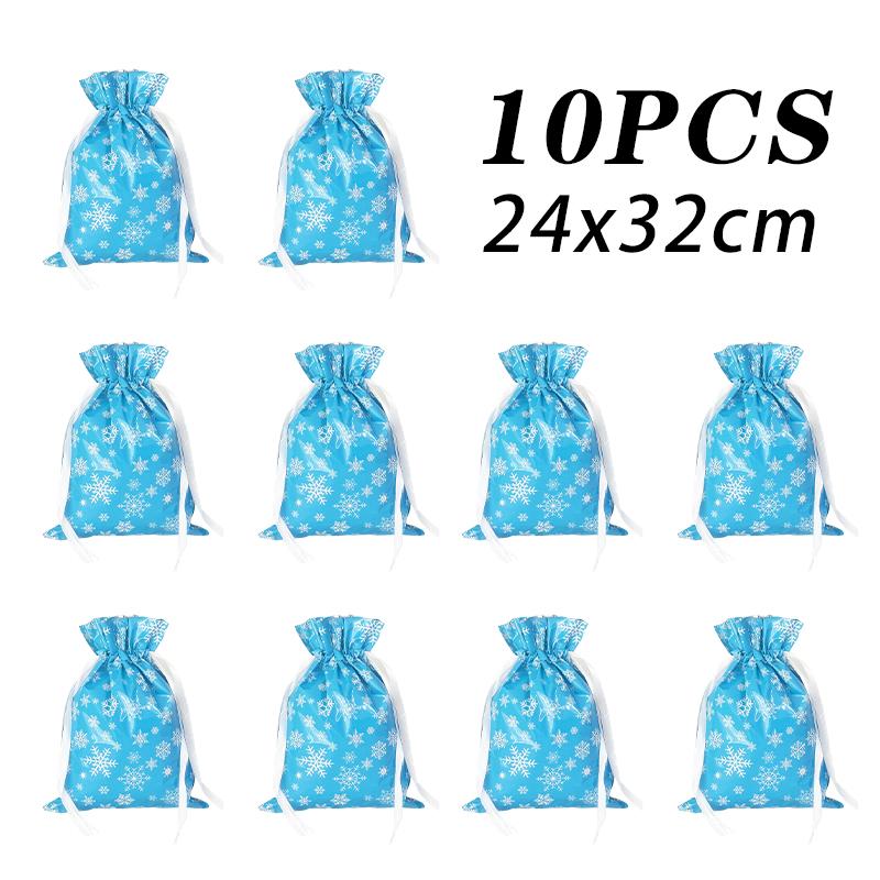 10pcs  Christmas Drawstring Gift Bag Party Children Kid Candy Gift Bag Aluminum Foil Box Happy New Year Xmas Eve 2025