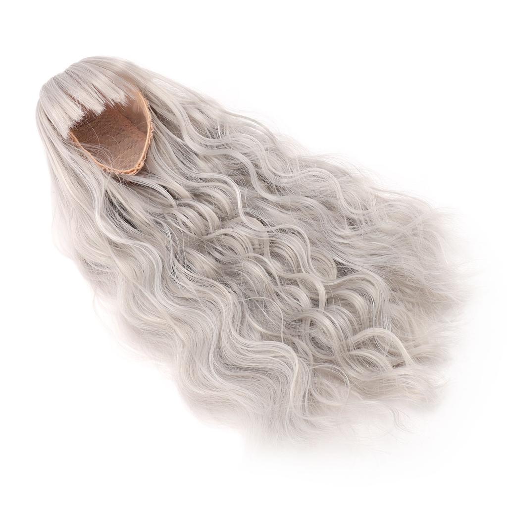 Long Curly Doll Wig Straight Bang Long Doll Hair DIY Smoothly Doll Replacement Wig for 7.3‑8.3in Head Circumference Doll