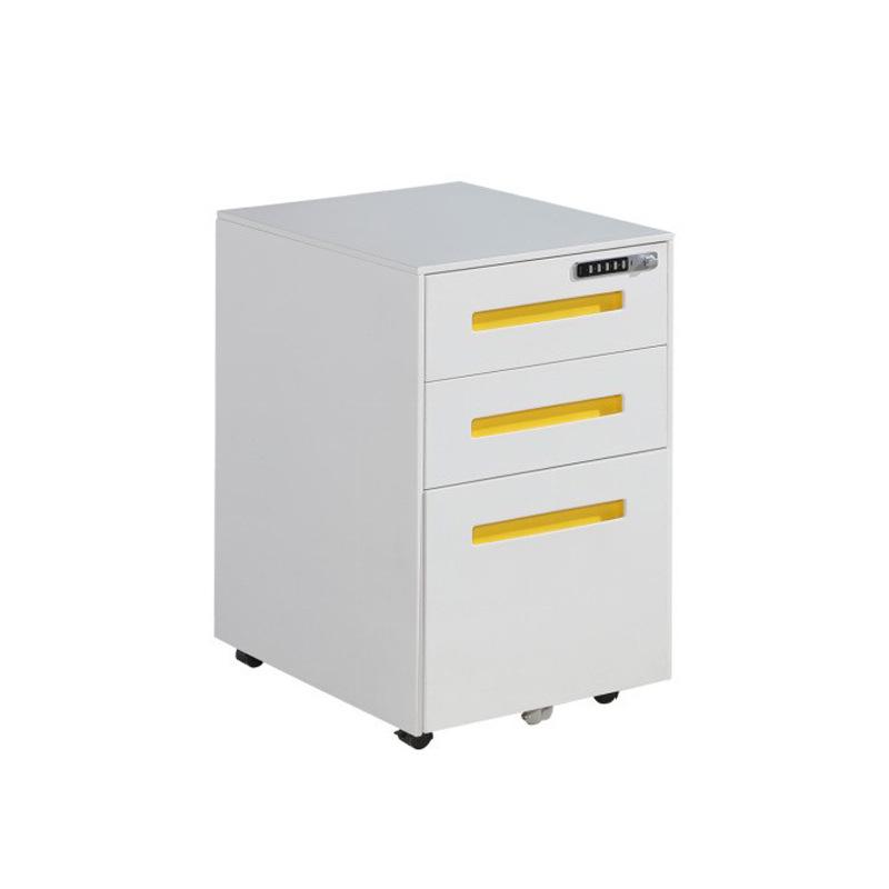 Steel Mobile Office Desk Cabinet with Three Drawers and Wheels