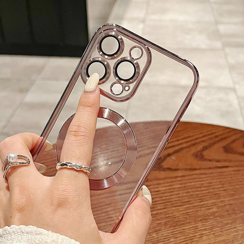 For Iphone 17 New Electroplated Magnetic Phone Case For Iphone 17 Pro Max Translucent Shockproof Bumper Soft Cover 17 Air Cases