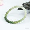 Hetian Jade Gradient Green Bracelet - Clear Water Round Beads for Women, Single Circle DIY Millimeter Beads.