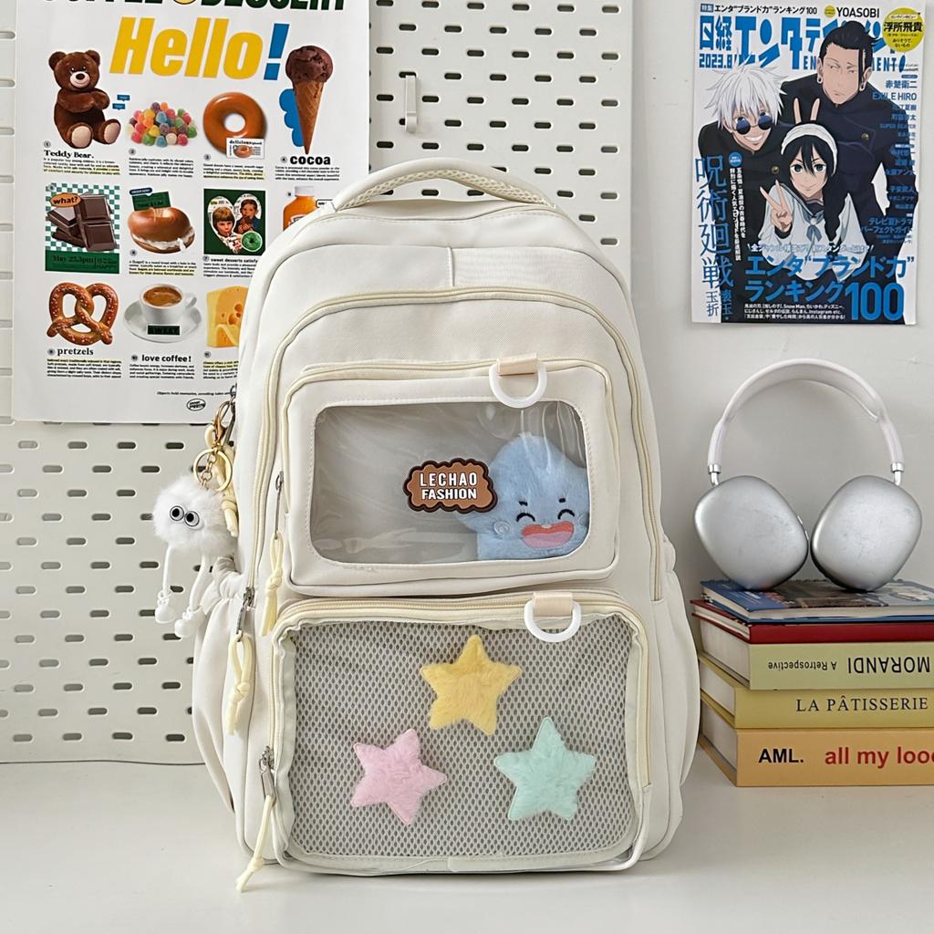 Schoolbag High Value Fresh Transparent Cute Girl Backpack Junior High School College Student Schoolbag Casual Versatile Travel Backpack