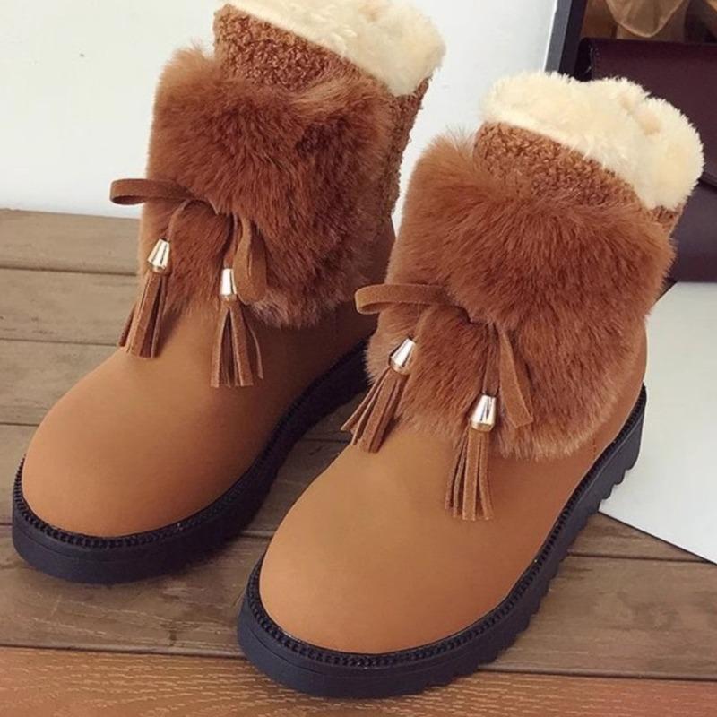 

Mao Mao shoes velvet women s cotton shoes winter flat-bottomed snow boots warm and thickened outer short boots non-slip cotton boots 40 коричневый