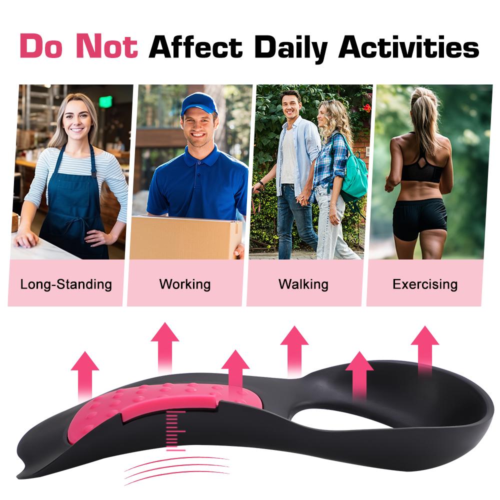 Non-Slip Arch Support Insoles Flat Feet Fallen Arches -2 Pads 1.5/2cm U-Shaped Heel Lock Shock Absorption Plantar Fatigue Relief