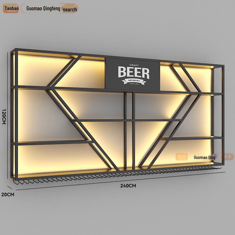 Industrial Wall-Mounted Wrought Iron Wine Rack for Bars & Restaurants - Creative Multifunctional Display Cabinet