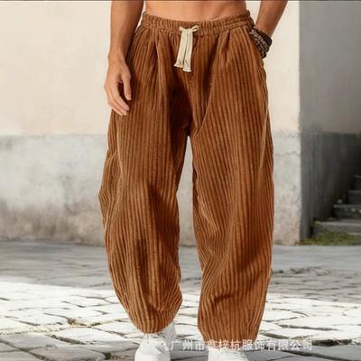 Pánské volné manšestrové harémové kalhoty nadměrná velikost ležérní trendy
