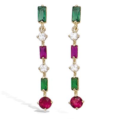 [P5998] - 'Sissi' Vergoldete Ohrringe, Grün, Roségold - 30x5 mm