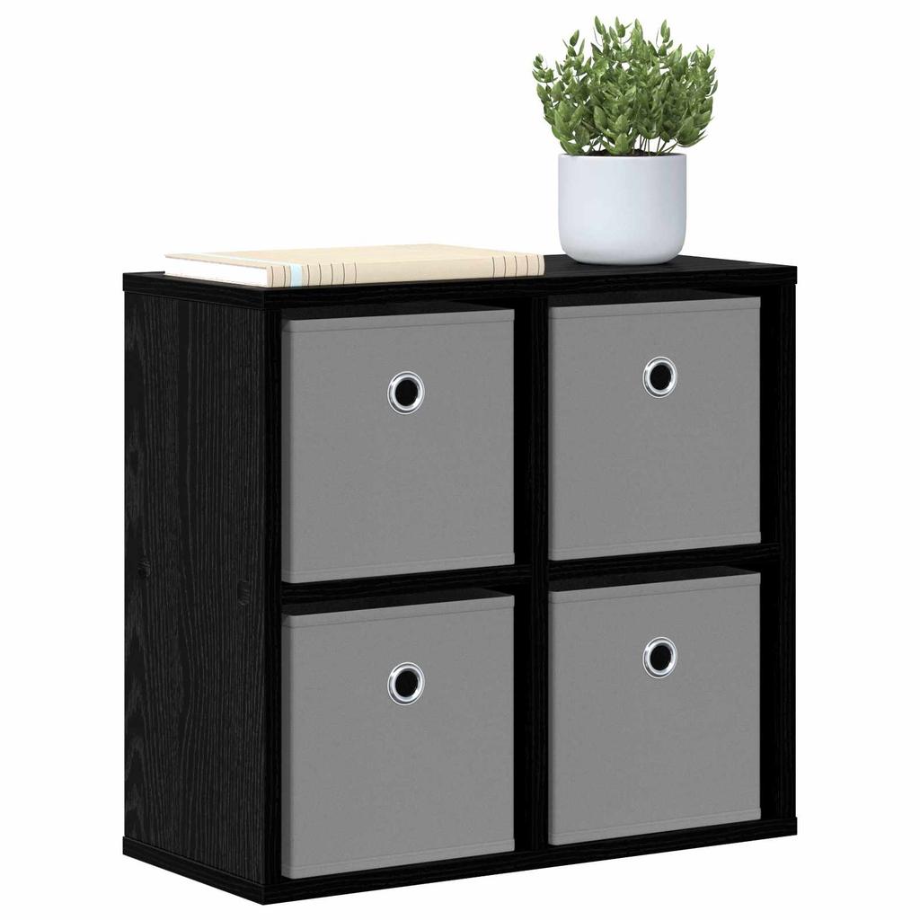 Sideboard with Drawers Black Oak Effect 49.5 x 22 x 47 cm