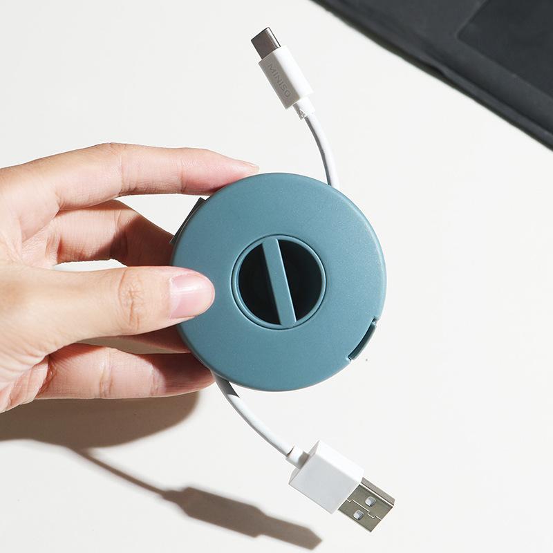 Japanese Style Circular Data Cable Storage Box Charging Winding Collection Box Winding Device Headphone Storage Management Device