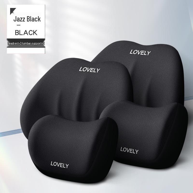 Car Memory Foam Headrest and Lumbar Support Cushion Set
