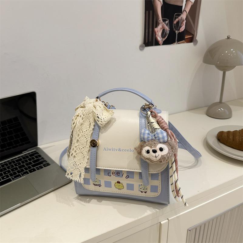 

New fashion niche backpack British college style retro portable backpack Student class backpack no pendant синий