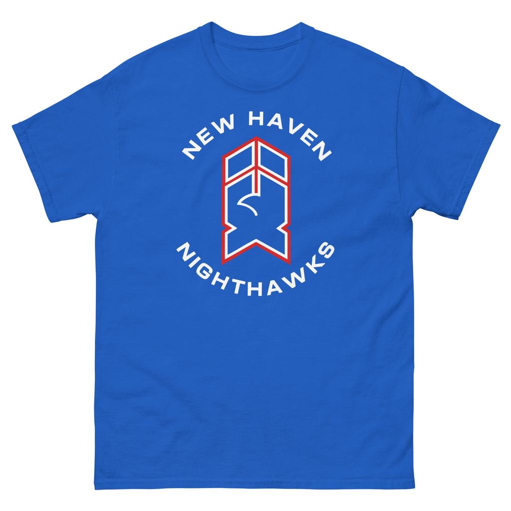 New Haven Nighthawks Logo T Shirt Hockey Royal Blue Tee