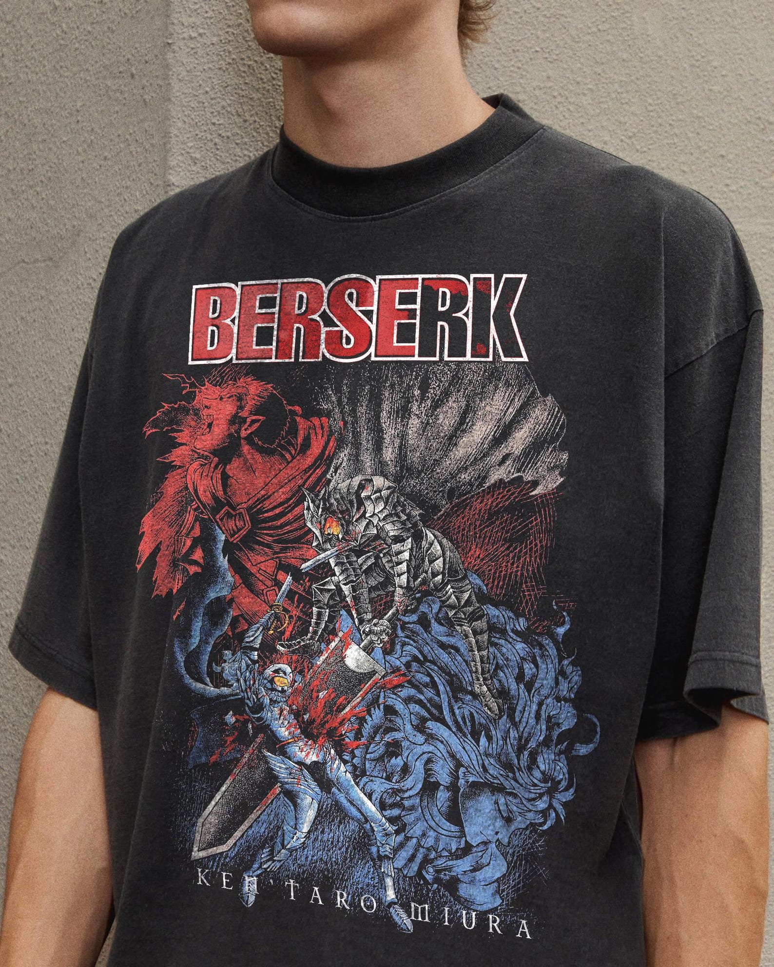 Berserk | Anime Street Tee | Oversized Graphic T-Shirt | Vintage Wash XL