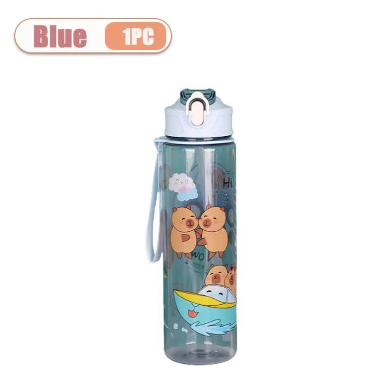 

750 мл Капибара Соломенная чашка Милая мультяшная бутылка для воды с ремешком для переноски Герметичная Портативная спортивная питьевая чашка Детская бутылка для воды