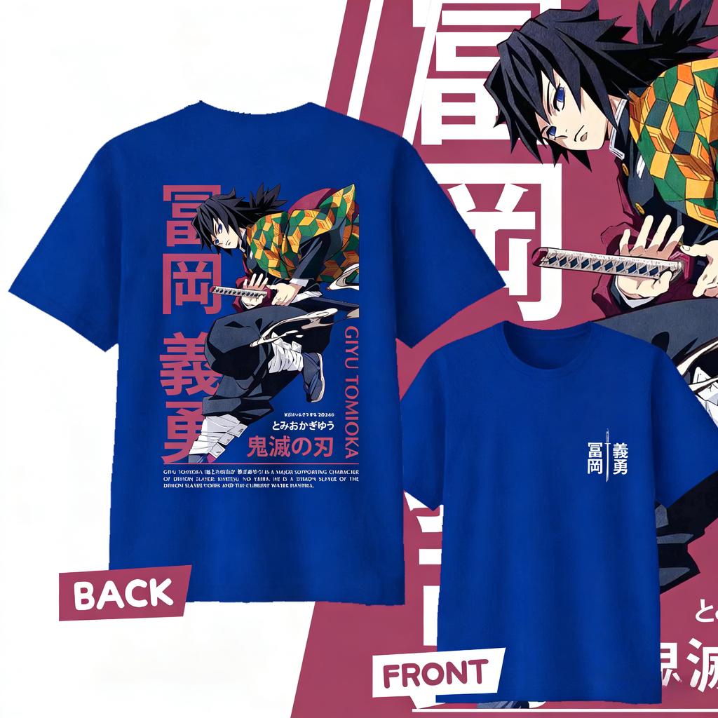 Demon Slayer Tomioka Giyuu Pure Cotton Tshirt for 2026 Summer KidsUnisex sWomen s Fashion Casual Cosplay Short Sleeved Tshirt