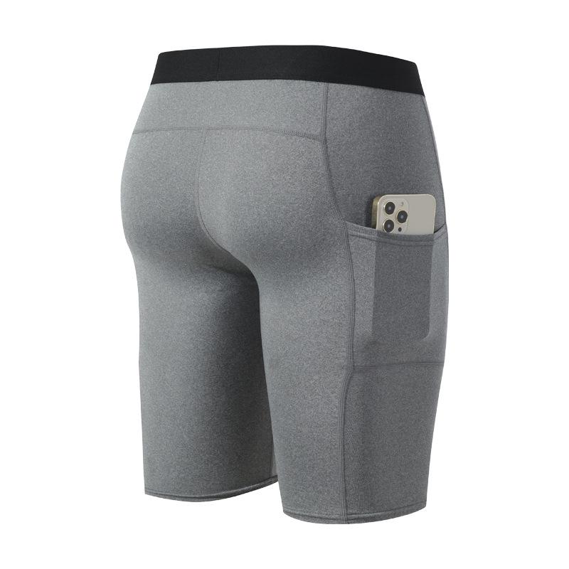 Men's High Elastic Compression Shorts with Pockets - Quick-Drying Athletic Base Layer for Running and Basketball