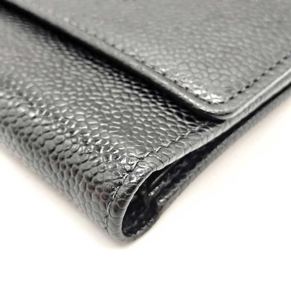 Used CHANEL COCO MarkTri-fold wallet leather Women