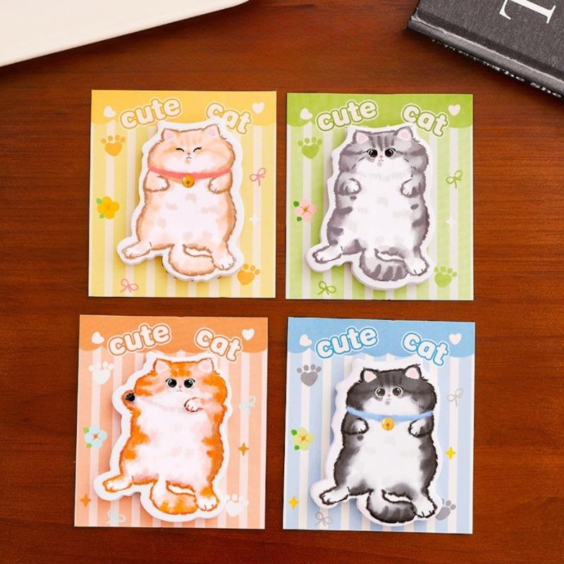 20 Pcs Cute Cartoon Cat Memo Note Specialty Sticky Notes Cute Message Memo Pad Student High-looking Stationery Office School Supplies