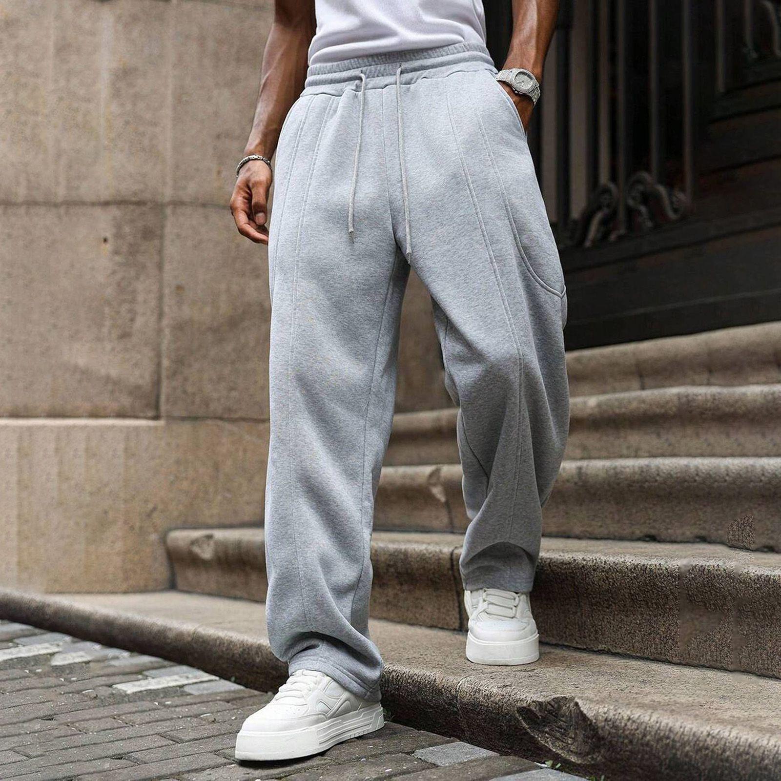 

Мужские однотонные свободные спортивные штаны с широкими штанинами, мужские повседневные модные спортивные штаны XL