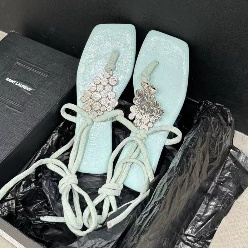 

Fashion Fashion Gladiator Open Toe Sandals Women 2025 New Design Metal Decorated Nude Strap Party Shoes Summer Sandals Zapatos De Mujer 40 небесно-голубой