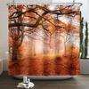Fall Forest Natural Scene Shower Curtain for Bathroom Autumn Maple Tree Plants Rural Landscape Pumpkin Waterproof Shower Curtain