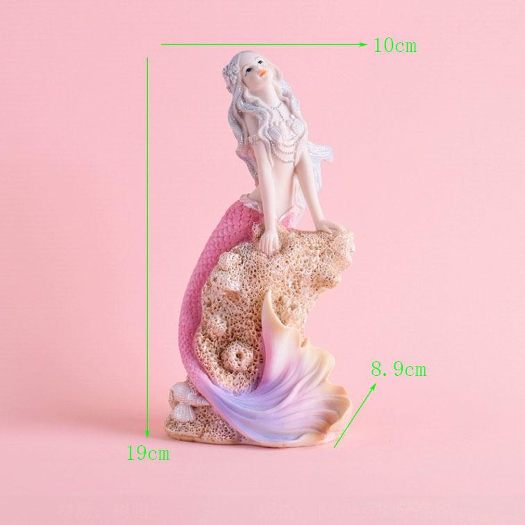 Nordic Resin Cute Mermaid Princess Figurines Fish Tank Ornaments Kawaii Decor Home Furnishing Decoration Crafts Birthday Gifts