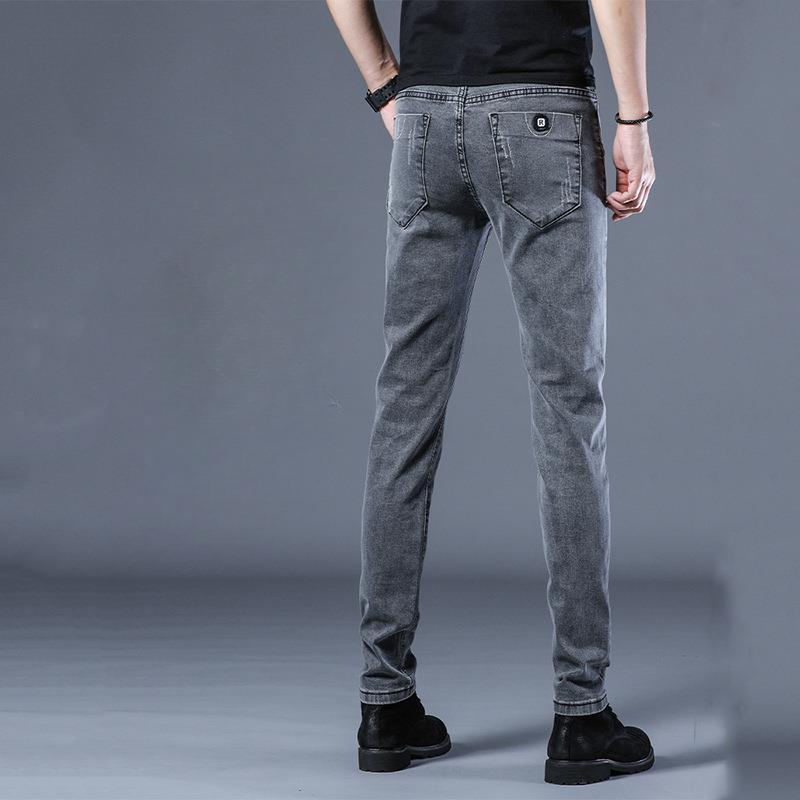 New Classic Designer Trendy Men Skinny Jeans Light Blue Washed Slim Fit Simple Casual Fashion Street Denim Pants