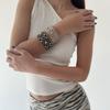 Spicy Girl Rhinestone Bracelet Adjustable Hip-Hop Bangle Jewelry Pu Leather Bracelet  Party