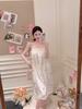 Girly Pajamas Summer Ice Silk Bear Pajamas Japanese Sweet Pajamas Homewear Cute Cartoon Suspender Skirt Powder