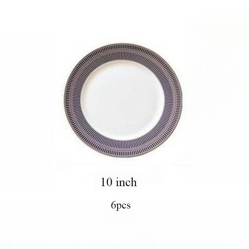 8/10palcové talíře z kostního porcelánu - Moderní elegantní kulaté nádobí se zlatým lemem Dezertní talířová sada Jídelní nádobí Servírovací talíře pro kuchyň, vhodné do mikrovlnné trouby