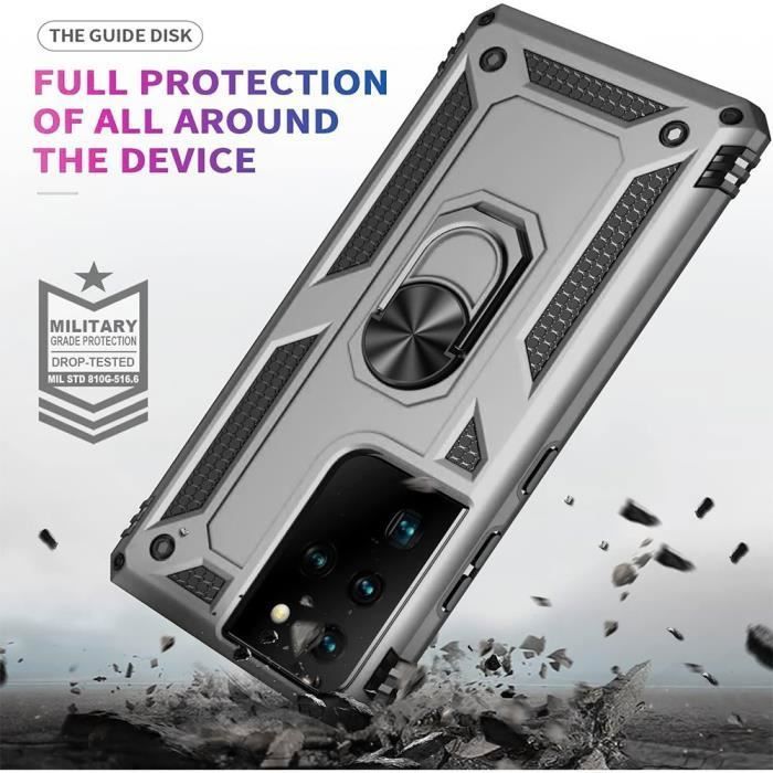 Coque et Verres Trempés - PROSHOP - Samsung S21 Ultra - Argenté - Antichoc - Protection Double Couche