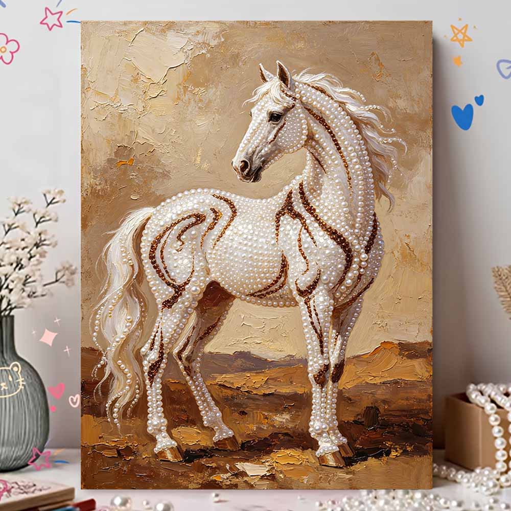 5D Pearl Kit Pearl Horse Arabian Design DIY Enamel Art for Living Room Bedroom Wall Decoration Handmade Gift
