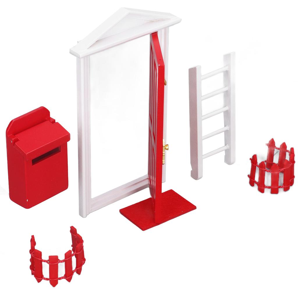 Wooden Door Set Exquisite Workmanship Vivid Details Saturated Color Tiny Wooden Tooth Fairy Door for 1:12