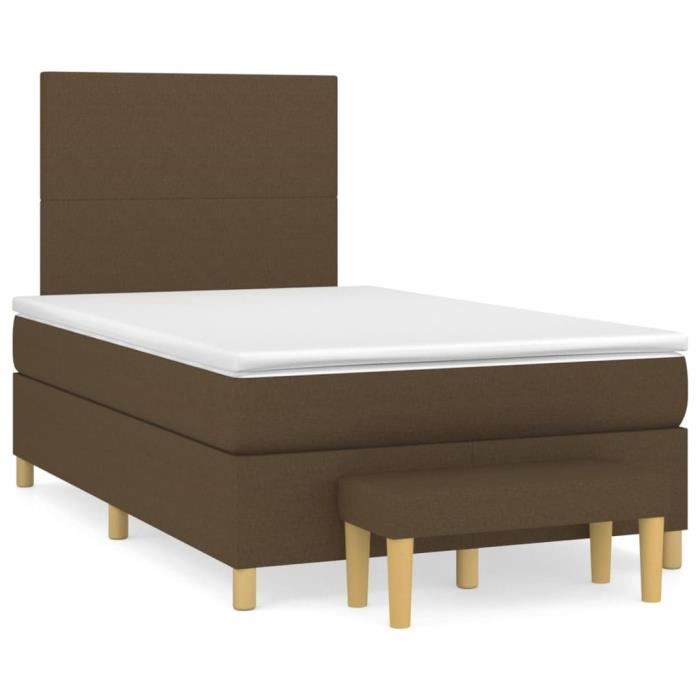 3136984 vidaXL Lit à sommier tapissier avec matelas Marron foncé 120x200 cm