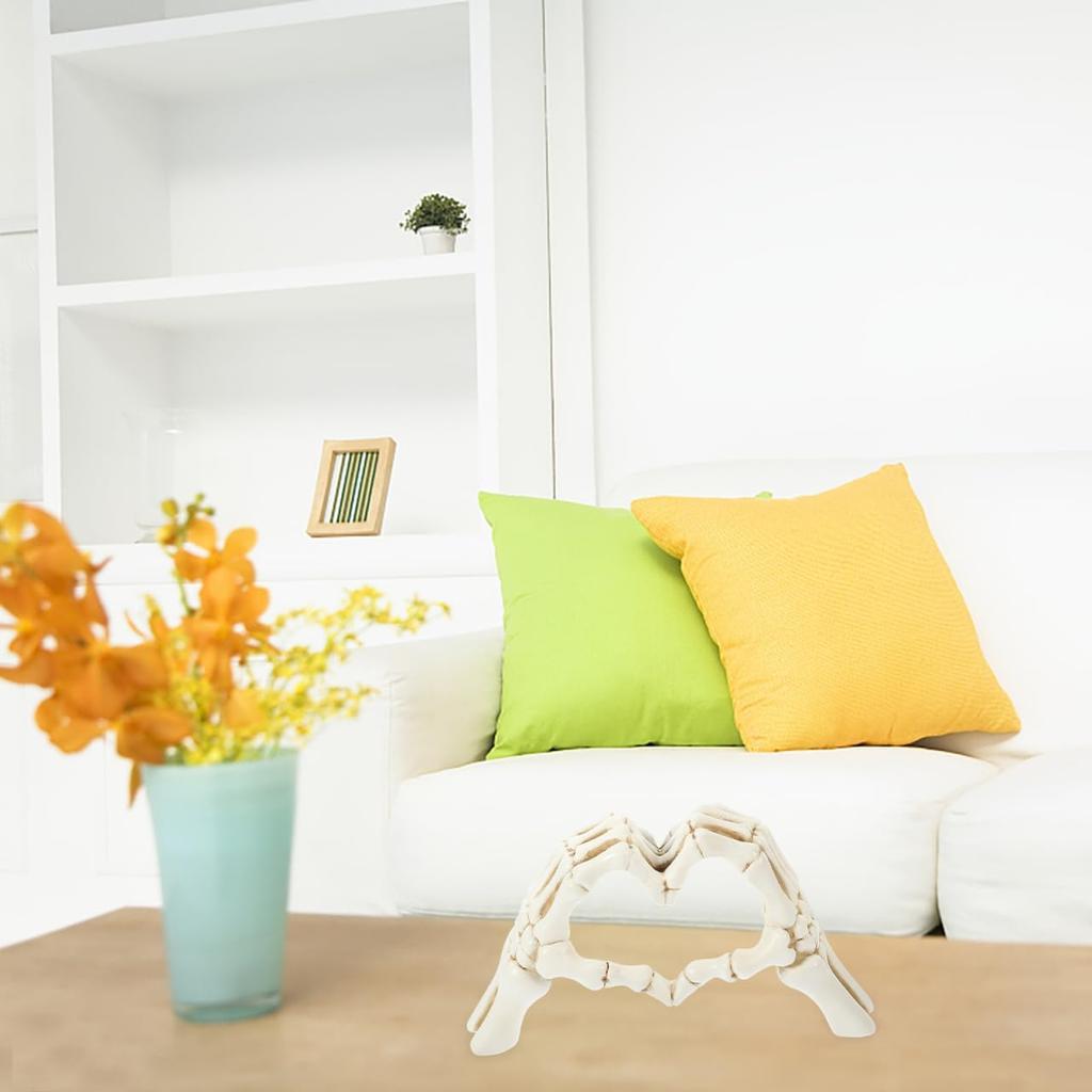 Artibetter Heart Hands Sculpture Gesture Heart Decoration Love Ornament Skeleton Hearts Sculpture Skull Couple Statue Heart Shape Figurine for for