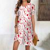 Fashion 3D Print Summer Dress Loose Casual Short Sleeve O-Neck Mini Dress